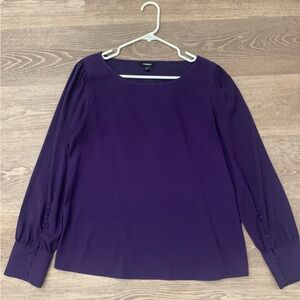 Express Deep Purple Blouse with Buttoned Sleeves